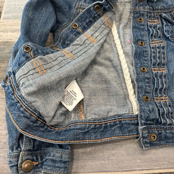 Baby Gap 1969 Denim Jean Jacket Snaps Patches Upcycled Girls 5 yrs Cotton Wash - Picture 8 of 9